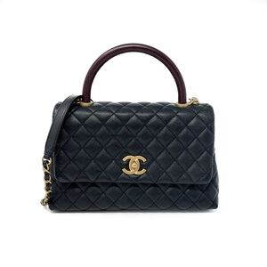 Chanel Black Medium Coco Lizard Handle